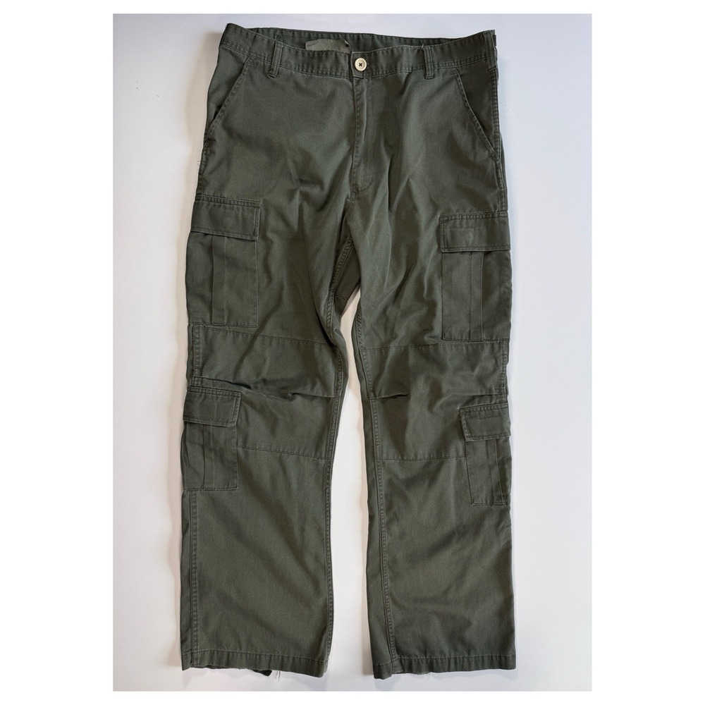 US Military Double Cargo Uniform Pants Large Green Adjustable Waist Articulating